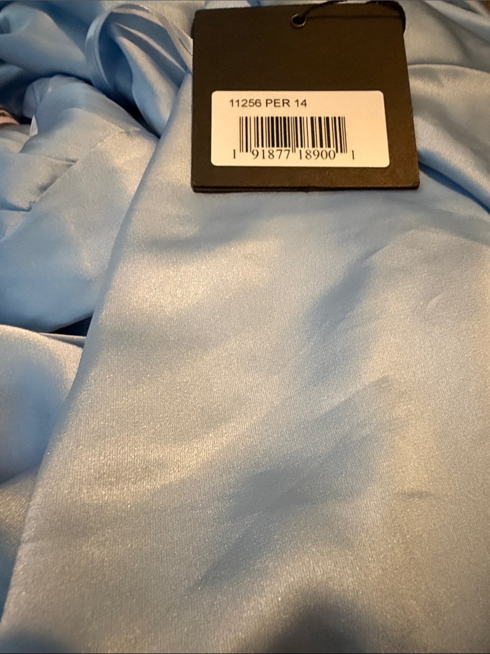 Mac Duggal Powder Blue V-Neck Flutter Sleeve Maxi Gown - Picture 5 of 8